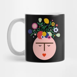 Colorful feminist mexican Frida kahlo portrait summer flowers viva la vida Mug